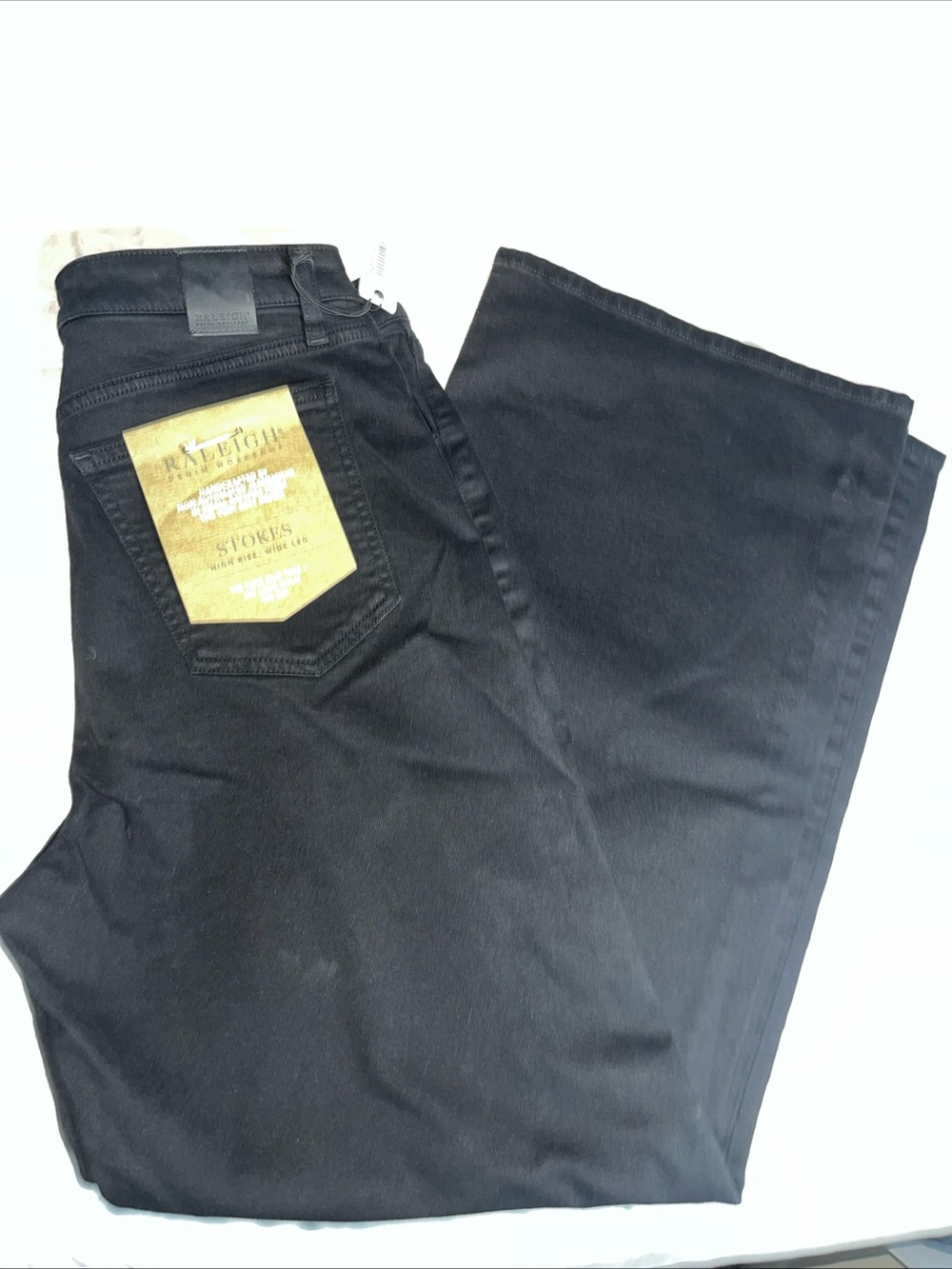 Raleigh Denim Stokes Black High Rise Jeans Wide Leg Size 30 New